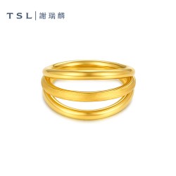 谢瑞麟 黄金戒指5D硬金线条造型足金戒指计价金女XR373