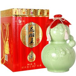 老闸 绍兴老闸黄酒二十五年陈酿花雕王葫芦瓷器瓶装5升礼箱半甜口味