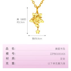 金至尊 摘星5G黄金吊坠新款花丝爆闪碎碎冰星星足金坠子小克重礼物