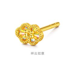 金至尊 2026新款黄金爆闪耳钉女碎碎冰足金养耳小耳针小克重金耳钉