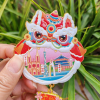 赋闲 广州文创小蛮腰中国风磁吸冰箱贴3D立体金属浮雕旅游纪念品伴手礼 广州景点带挂件