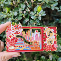 赋闲 广州文创小蛮腰中国风磁吸冰箱贴3D立体金属浮雕旅游纪念品伴手礼 广州票根