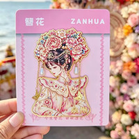 赋闲 泉州金属冰箱贴簪花姑娘磁吸贴开元寺西街文创旅游纪念品伴手礼物 半身簪花带挂链粉色