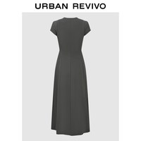 URBAN REVIVO 纯色圆领短袖连衣裙