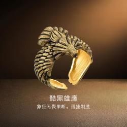 周生生 黄金戒指足金NOIR酷黑系列酷黑雄鹰戒指96514R