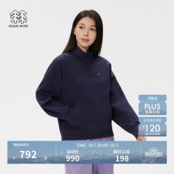 KOLON SPORT 户外休闲衣 女士半拉链卫衣露营针织上衣 LKMT6ST530-NV 藏蓝 L 170/92A