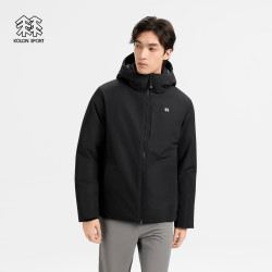 KOLON SPORT 户外中量羽绒服 男士通勤防泼水防风鹅绒夹克 LHDJ6WTT21-BK 黑色 L 175/96A