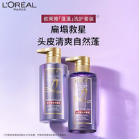 巴黎欧莱雅 欧莱雅(LOREAL)洗发水玻尿酸洗发露水光润发蓬松控油女士护发精华素乳液紫安瓶 玻尿酸水光润发乳440ml
