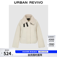 UR UWH160040 羊羔毛领拼接 裸杏色 S 女士棉服