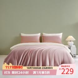 AIDLI 100S新疆长绒棉 床上四件套 升级100支双股A类pro加密 黛粉+月牙白