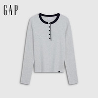 Gap 女装26秋新品亨利衫罗纹长袖上衣2KN623019