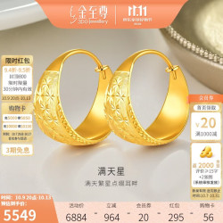 金至尊 黄金耳环满天星999足金婚庆结婚耳饰妈妈生日礼物计价 5.31克