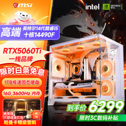 微星 酷睿i5 12600KF/RTX4060/4060TI/4070S/5060Ti海景房游戏主机电脑台式机优惠补贴组装电脑主机 配五加强版14代I5+RTX5060TI 16G