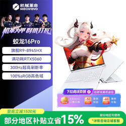 机械革命 蛟龙16pro 电竞游戏笔记本电脑R9-8945HX RTX5060 16G 2T 璃光白