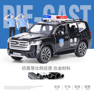 黑曼巴 1/32 丰田兰德酷路泽LC300警车 合金车模 黑色