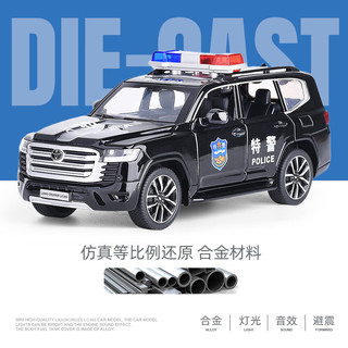 黑曼巴 1/32 丰田兰德酷路泽LC300警车 合金车模 黑色