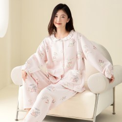 婧麒 JQ婧麒月子服秋冬空气棉孕妇睡衣纯棉100%全棉产后哺乳家居服套装