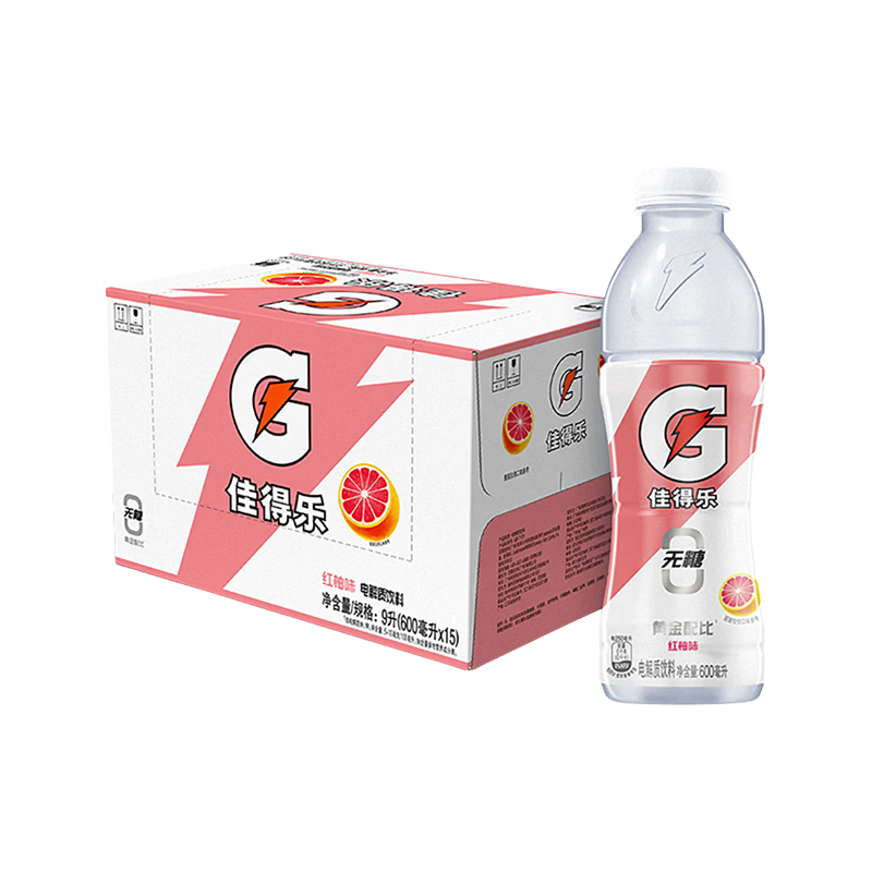 百事 佳得乐无糖红柚味运动饮料600ml*15瓶