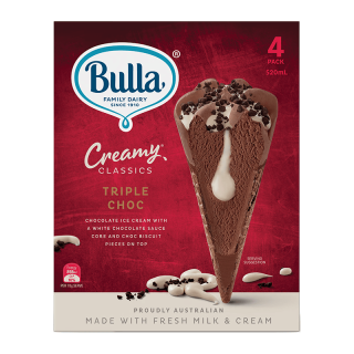 Bulla 巧克力焦糖双色脆皮甜筒冰淇淋 浓郁巧克力味 4支