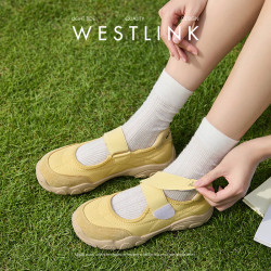 西遇 运动 玛丽珍鞋女2新 魔术贴休闲厚底芭蕾鞋德训鞋