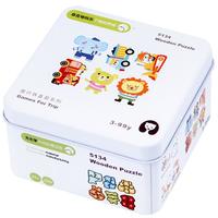 欧因 蒙氏铁盒装益智玩具2-6岁宝宝积木魔方陀螺木制拼图六一玩具礼物 拼图