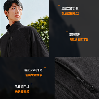 安踏 火壳抓绒衣 摇粒外套 基础黑花灰 2XL 运动夹克