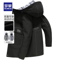 罗蒙 双面穿夹克男春秋款中青年男士翻领 黑色 XL 180/96A (适合135-150斤)