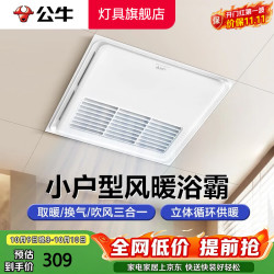 公牛 Y12风暖浴霸暖风排换气照明一体集成300x300小户型浴室卫生间优选 2200w取暖+40w送风+31w换气 原位替换老式灯暖浴霸