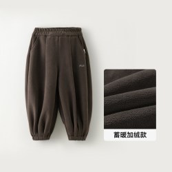 米乐熊 男童加绒裤子儿童宝宝冬装一体绒保暖长裤男孩冬季灯笼裤