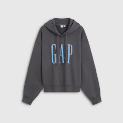 Gap 女装秋撞色logo刺绣加绒套头连帽卫衣上衣