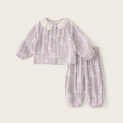 大小卷儿 女童家居服套装秋季棉纱2026新款春秋母女宝宝亲子睡衣