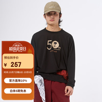 mont·bell 长袖t恤男女通用50th小熊印花徒步通勤圆领速干透气上衣 1114015 BK黑色 M