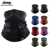 Jeep 红色针织保暖面罩冬季黑色脖套条纹护颈围脖百搭面巾