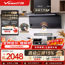 万和 顶侧双吸抽排家用29风量5.2KW燃气灶具V9Pro+B9S(天然气)
