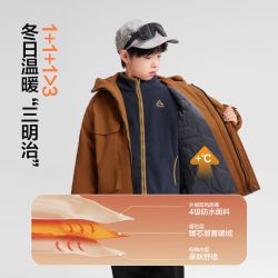 左西 童装男童棉服2026冬季新款儿童冲锋外套加厚夹棉男孩保暖上衣 橘色  110 cm