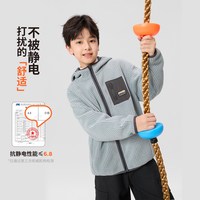 左西 童装男童摇粒绒外套冬季2026新款儿童外抗静电抓绒衣男孩冬装 灰色 110 cm