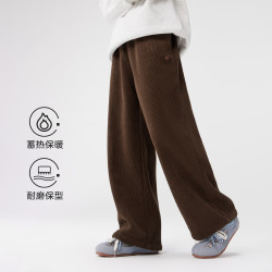 左西 女童加绒裤子秋冬款保暖2026新款儿童复古加厚灯芯绒直筒长裤 米白 110 cm