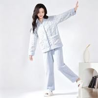 红豆居家 甜美可爱撞色开衫 女士加厚暖绒家居服套装秋上新