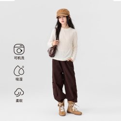 左西 童装女童天丝羊毛打底衫儿童长袖T恤秋冬2026新款女大童内搭 米白 120 cm