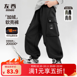 左西 童装男童加绒裤子秋冬款儿童加厚工装裤冬装保暖2026新款长裤 灰色  110 cm