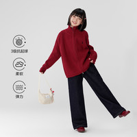 左西 童装女童针织开衫毛衣儿童秋冬装2026新款女孩超好看加厚外套 红色 160 cm