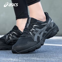 亚瑟士 越野跑鞋黑色运动鞋男秋季VENTURE 8登山鞋男
