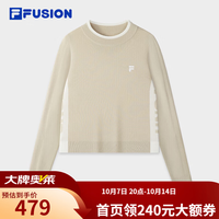 斐乐 FUSION潮牌女子编织衫2025秋新款时尚休闲紧身套头毛衣 麦粉灰-GY XL 175/92A/XL