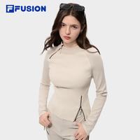 斐乐 FUSION斐乐潮牌女子编织衫2026春新款时尚修身拼接套头毛衣 钛白色-IV M 165/84A/M
