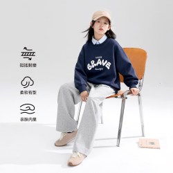 左西 童装女童卫衣2026新款秋装儿童字母插肩袖圆领衫宽松休闲上衣 灰色 120 cm