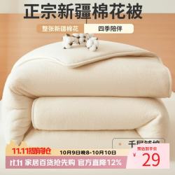 A类新疆一级棉被芯100纯棉花被子冬被加厚保暖棉絮垫被褥子棉花胎 铺盖两用-棉花被 120*200cm