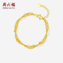 周六福 5G工艺黄金手链女蕾丝素链生日礼物计价A0714186 约3.94g
