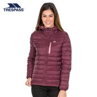 移动端：TRESPASS 趣越冬季新品撞色可收纳轻薄连帽户外运动女羽绒服