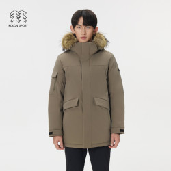 KOLON SPORT 羽绒衣防水防风透湿男女中量毛领连帽运动羽绒服