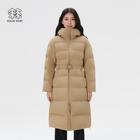 移动端：KOLON SPORT 羽绒衣女士户外通勤CWTCH长款连帽收腰羽绒服